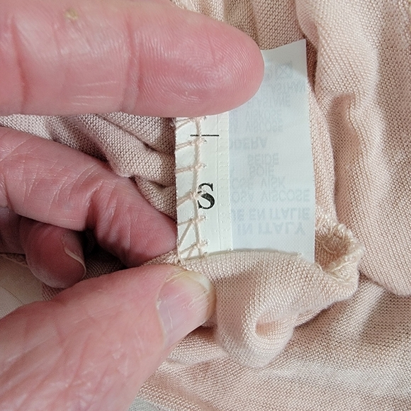 LOLA Made In Italy Silk Blend Sheer Blouse Blush Pink Medallion Print Small - Picture 11 of 13